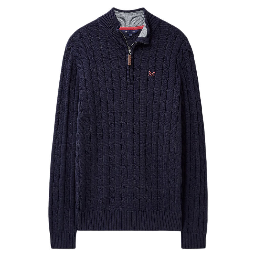 Crew Oarsman Cable Knit Half Zip Jumper